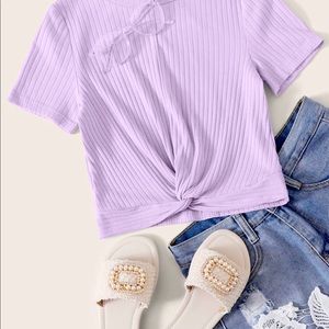 Light Purple Twist Tie Crop Top